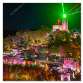 Illuminierte Burg bei einer Abendveranstaltung